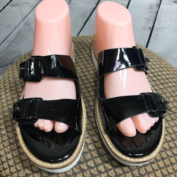 BCBGENERATION Black Patent leather Women’s Slides Sandals in size 9 - Picture 2 of 8